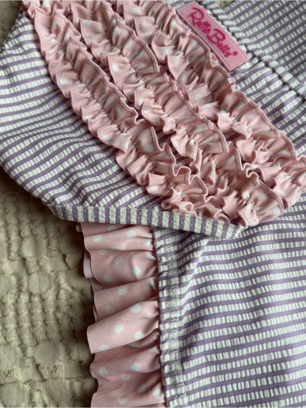 Ruffle Butts Lavender Seersucker Two-Piece Swim Set